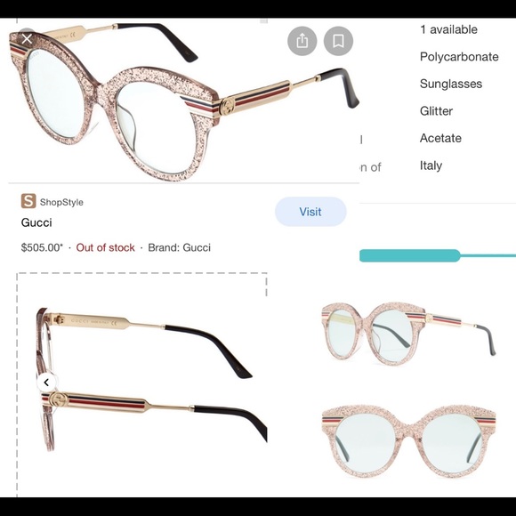 UNISEX GUCCI NUDE GLITTER BLING SUNGLASSES main image 8
